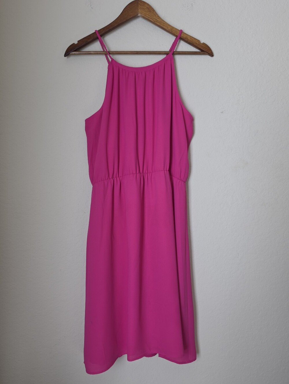 Loft Halter Mini Dress Womens 10 Pink Barbiecore Cocktail Brunch Party Classic